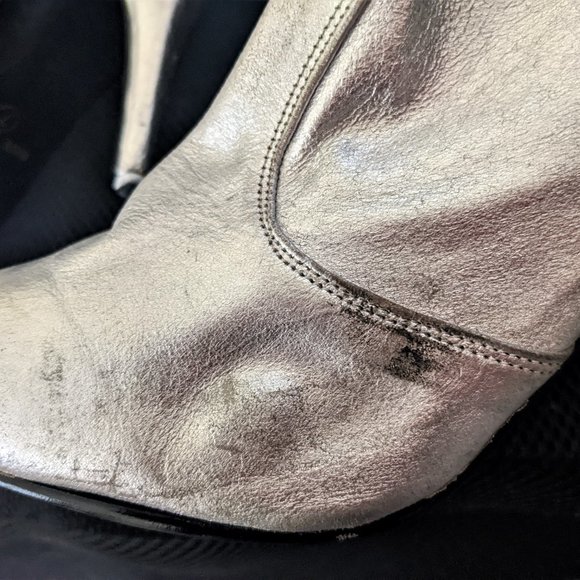 Vintage 80s Silver Leather NYLA Thigh-High space boots Size 7 - Picture 8 of 11